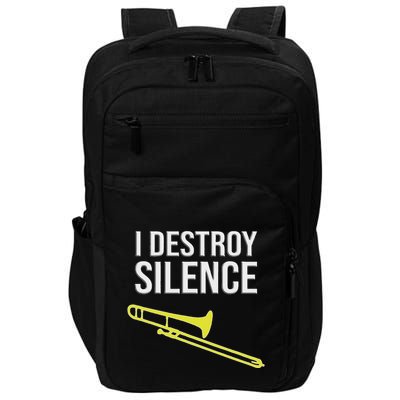 I Destroy Silence Concert Marching Band Funny Trombone Impact Tech Backpack