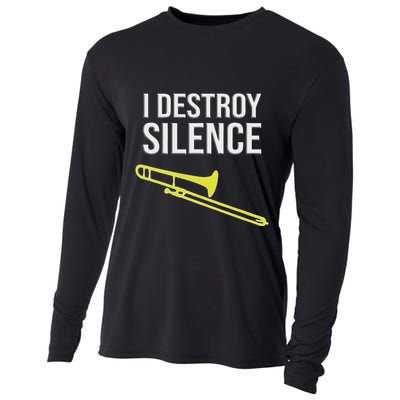 I Destroy Silence Concert Marching Band Funny Trombone Cooling Performance Long Sleeve Crew
