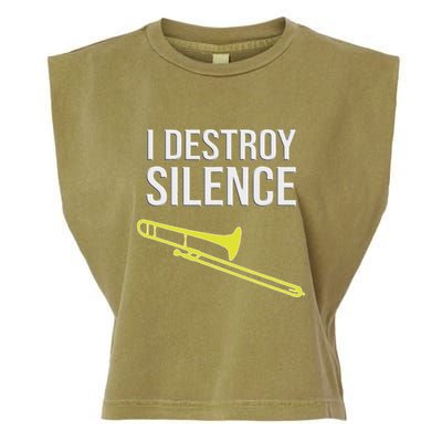 I Destroy Silence Concert Marching Band Funny Trombone Garment-Dyed Women's Muscle Tee