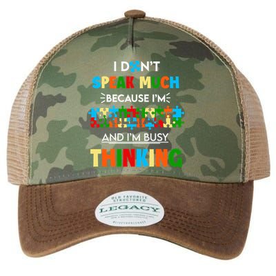 I Don't Speak Much Brilliant Puzzle And I'm Busy Thinking Autism Awareness Day Legacy Tie Dye Trucker Hat