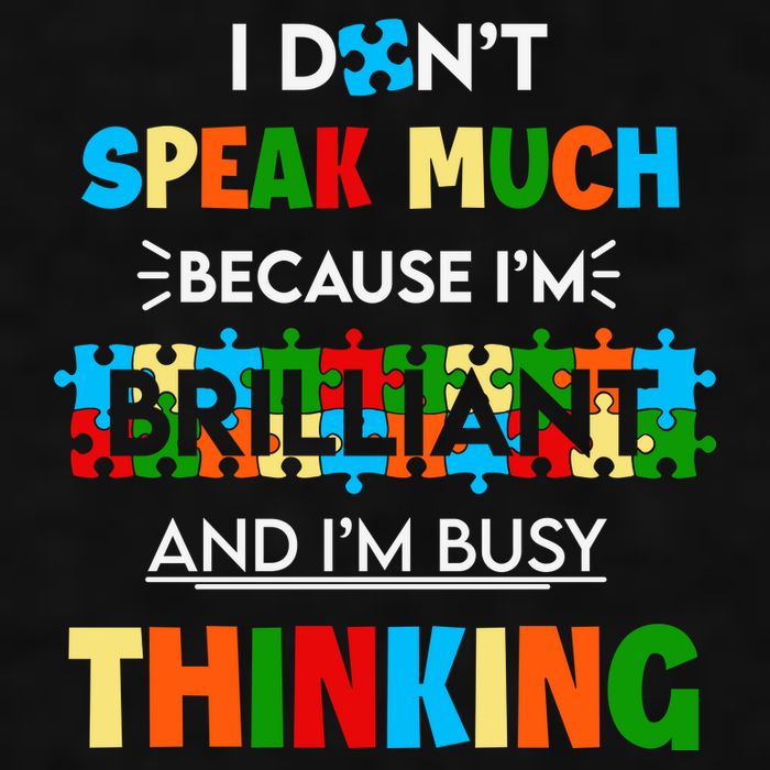 I Don't Speak Much Brilliant Puzzle And I'm Busy Thinking Autism Awareness Day Ladies PosiCharge Tri-Blend Wicking Tank