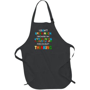 I Don't Speak Much Brilliant Puzzle And I'm Busy Thinking Autism Awareness Day Full-Length Apron With Pockets