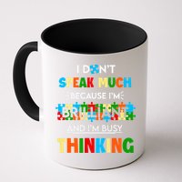 I Don't Speak Much Brilliant Puzzle And I'm Busy Thinking Autism Awareness Day Mug