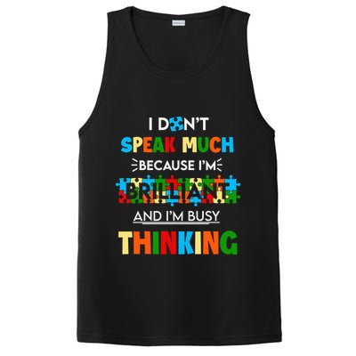 I Don't Speak Much Brilliant Puzzle And I'm Busy Thinking Autism Awareness Day PosiCharge Competitor Tank