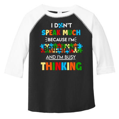 I Don't Speak Much Brilliant Puzzle And I'm Busy Thinking Autism Awareness Day Toddler Fine Jersey T-Shirt