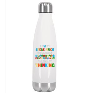 I Don't Speak Much Brilliant Puzzle And I'm Busy Thinking Autism Awareness Day Stainless Steel Insulated Water Bottle