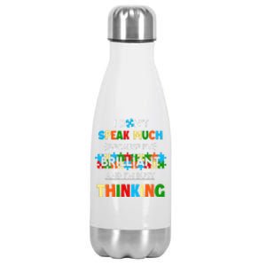 I Don't Speak Much Brilliant Puzzle And I'm Busy Thinking Autism Awareness Day Stainless Steel Insulated Water Bottle