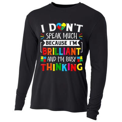 I Dont Speak Much Brilliant Autism Autistic Cooling Performance Long Sleeve Crew