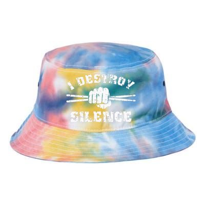 I Destroy Silence Awesome Drummer Drums Accessories Tie Dye Newport Bucket Hat