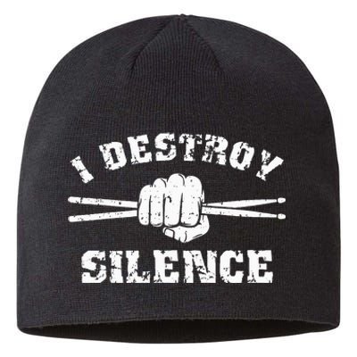 I Destroy Silence Awesome Drummer Drums Accessories Sustainable Beanie