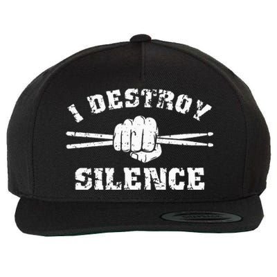 I Destroy Silence Awesome Drummer Drums Accessories Wool Snapback Cap