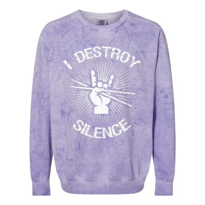 I Destroy Silence Vintage Music Bands Drum Sticks Drummer Colorblast Crewneck Sweatshirt