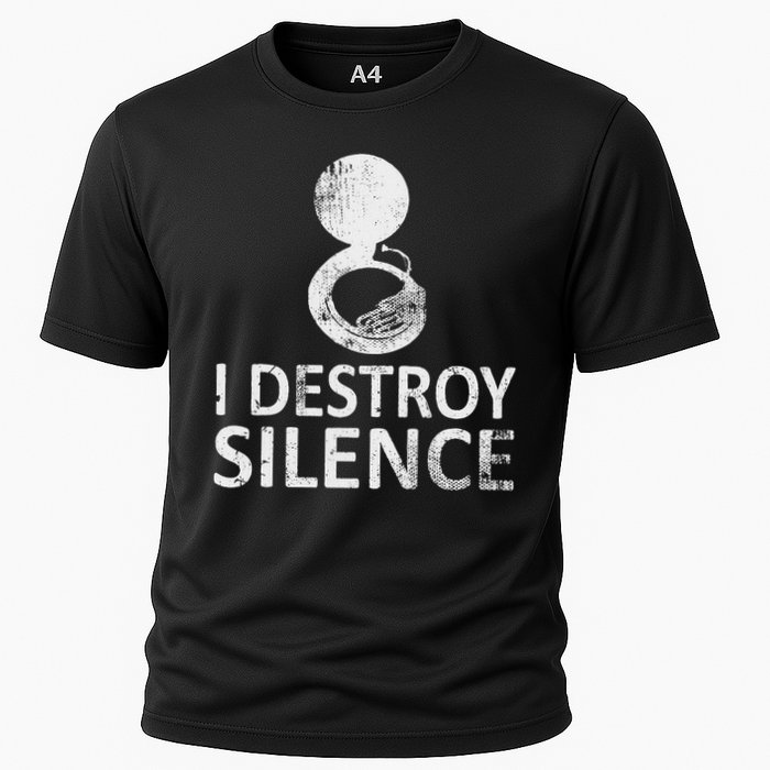 I Destroy Silence Funny Sousaphone Players Cooling Performance Crew T-Shirt
