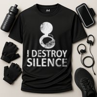 I Destroy Silence Funny Sousaphone Players Cooling Performance Crew T-Shirt