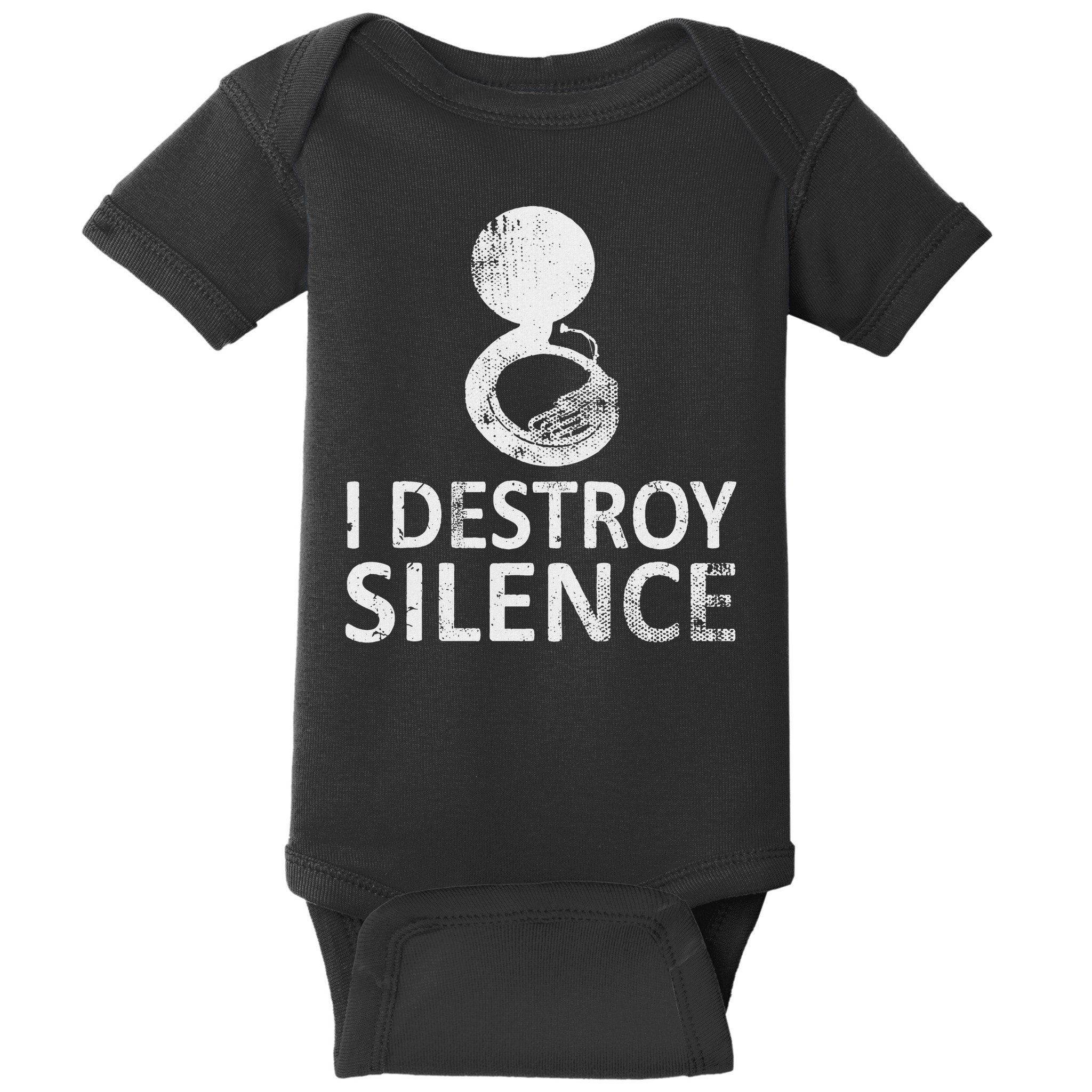 I Destroy Silence Funny Sousaphone Players Baby Bodysuit