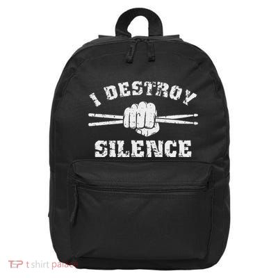 I Destroy Silence Awesome Drummer Drums Accessories 16 in Basic Backpack