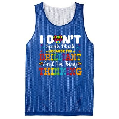 I Dont Speak Much Brilliant Autism Awareness Gift Mesh Reversible Basketball Jersey Tank