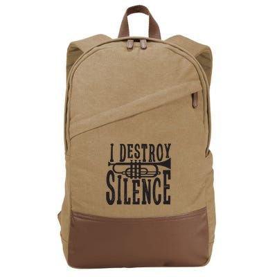 I Destroy Silence Marching Band Trumpet For Men Women Cotton Canvas Backpack