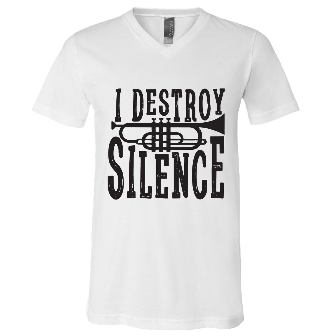 I Destroy Silence Marching Band Trumpet For Men Women V-Neck T-Shirt