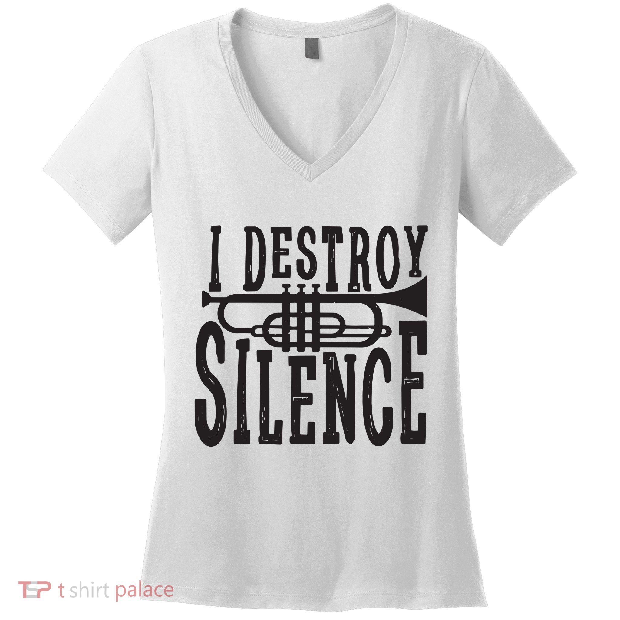 I Destroy Silence Marching Band Trumpet For Men Women Women's V-Neck T-Shirt