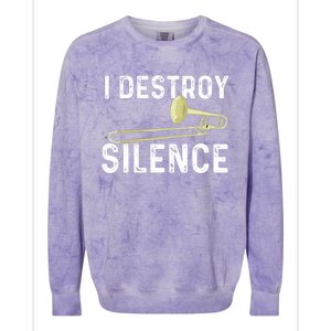 I Destroy Silence Trombonist Trombone Player Marching Band Colorblast Crewneck Sweatshirt