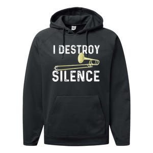 I Destroy Silence Trombonist Trombone Player Marching Band Performance Fleece Hoodie