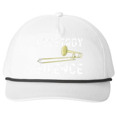 I Destroy Silence Trombonist Trombone Player Marching Band Snapback Five-Panel Rope Hat