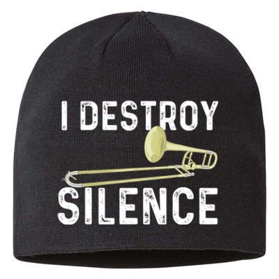 I Destroy Silence Trombonist Trombone Player Marching Band Sustainable Beanie