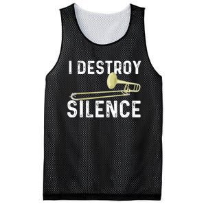 I Destroy Silence Trombonist Trombone Player Marching Band Mesh Reversible Basketball Jersey Tank