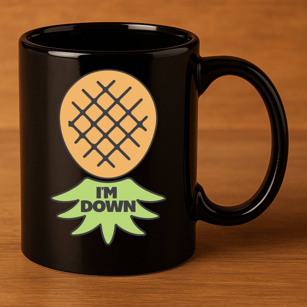 I'm Down Swinger Upside Down Pineapple Gift 11oz C Handle Ceramic Mug
