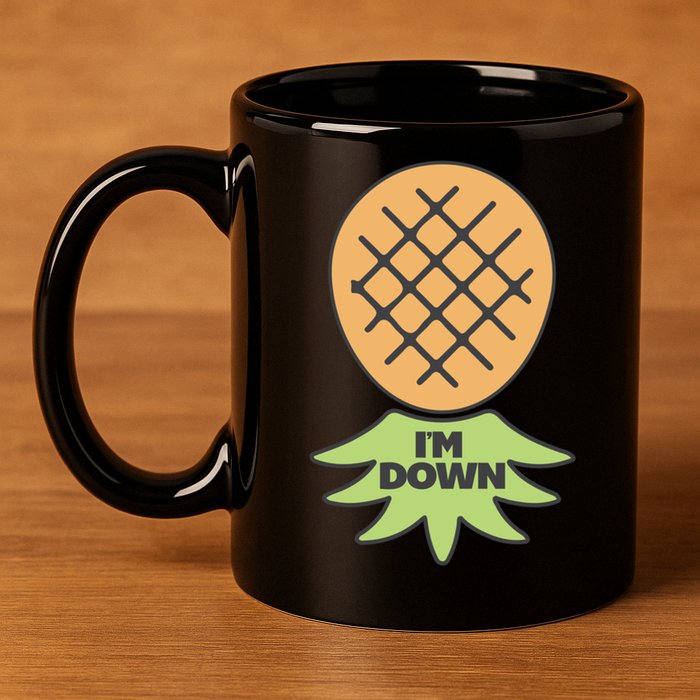 I'm Down Swinger Upside Down Pineapple Gift 11oz C Handle Ceramic Mug
