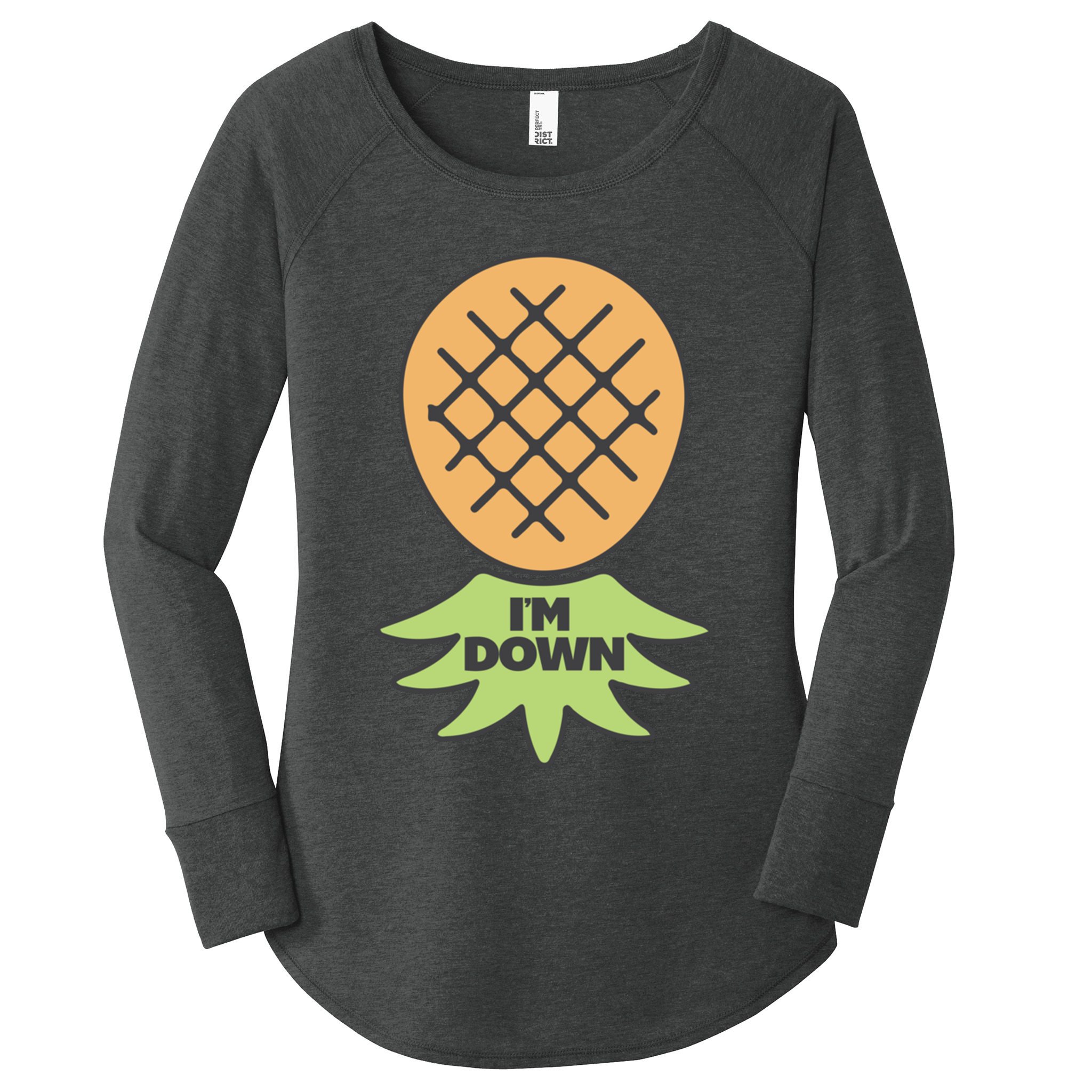 I'm Down Swinger Upside Down Pineapple Gift Women's Perfect Tri Tunic Long Sleeve Shirt