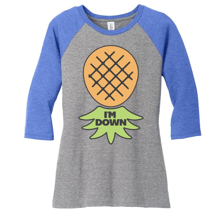 I'm Down Swinger Upside Down Pineapple Gift Women's Tri-Blend 3/4-Sleeve Raglan Shirt