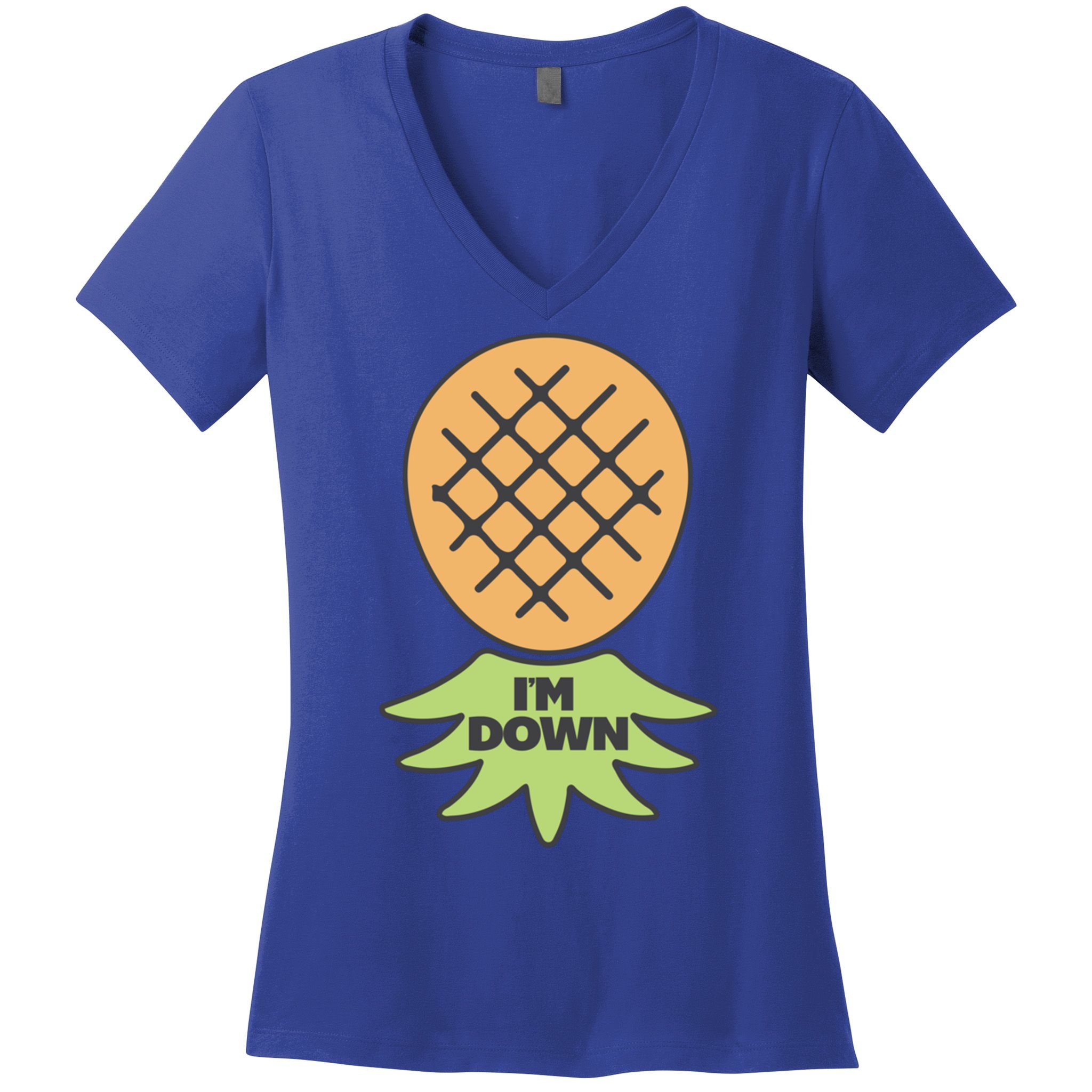 I'm Down Swinger Upside Down Pineapple Gift Women's V-Neck T-Shirt
