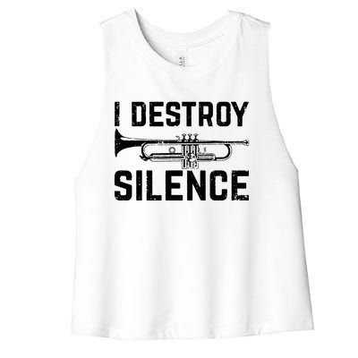 I Destroy Silence Trumpet Women's Racerback Cropped Tank