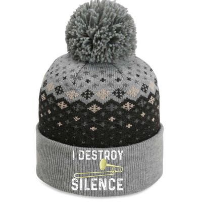 I Destroy Silence Trombonist Trombone Player Marching Band The Baniff Cuffed Pom Beanie