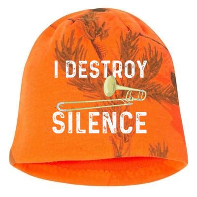 I Destroy Silence Trombonist Trombone Player Marching Band Kati - Camo Knit Beanie