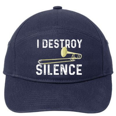 I Destroy Silence Trombonist Trombone Player Marching Band 7-Panel Snapback Hat