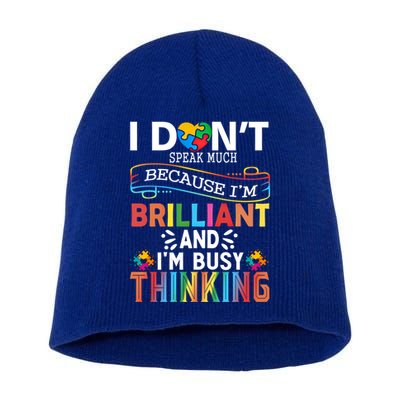 I Dont Speak Much Brilliant Autism Creature Autistic Gift Short Acrylic Beanie