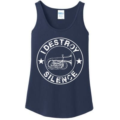 I Destroy Silence Tuba Funny Trumpet Player Marching Band Ladies Essential Tank