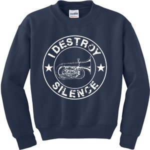 I Destroy Silence Tuba Funny Trumpet Player Marching Band Kids Sweatshirt