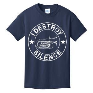 I Destroy Silence Tuba Funny Trumpet Player Marching Band Kids T-Shirt