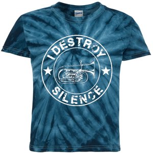 I Destroy Silence Tuba Funny Trumpet Player Marching Band Kids Tie-Dye T-Shirt