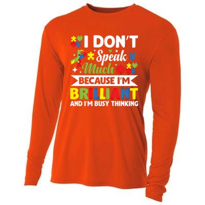 I Dont Speak Much Brilliant Autistic Autism Awareness Gift Funny Gift Cooling Performance Long Sleeve Crew