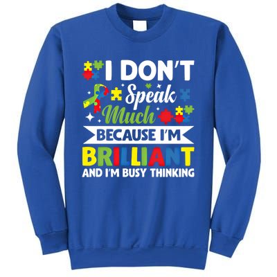 I Dont Speak Much Brilliant Autistic Autism Awareness Gift Funny Gift Sweatshirt