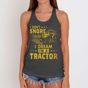 I Don't Snore I Dream I'm A Tractor Funny Gift For Dad Women's Knotted Racerback Tank