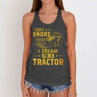 I Don't Snore I Dream I'm A Tractor Funny Gift For Dad Women's Knotted Racerback Tank