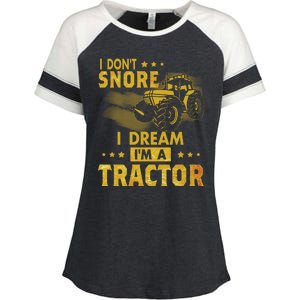 I Don't Snore I Dream I'm A Tractor Funny Gift For Dad Enza Ladies Jersey Colorblock Tee