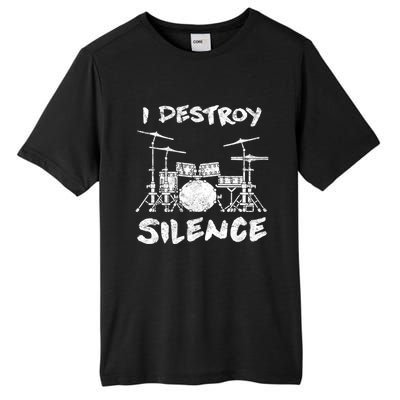 I Destroy Silence Drummer Gift Tall Fusion ChromaSoft Performance T-Shirt