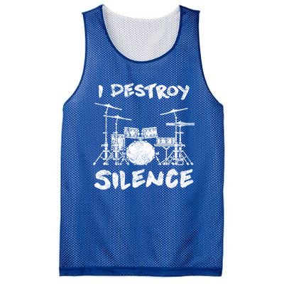 I Destroy Silence Drummer Gift Mesh Reversible Basketball Jersey Tank